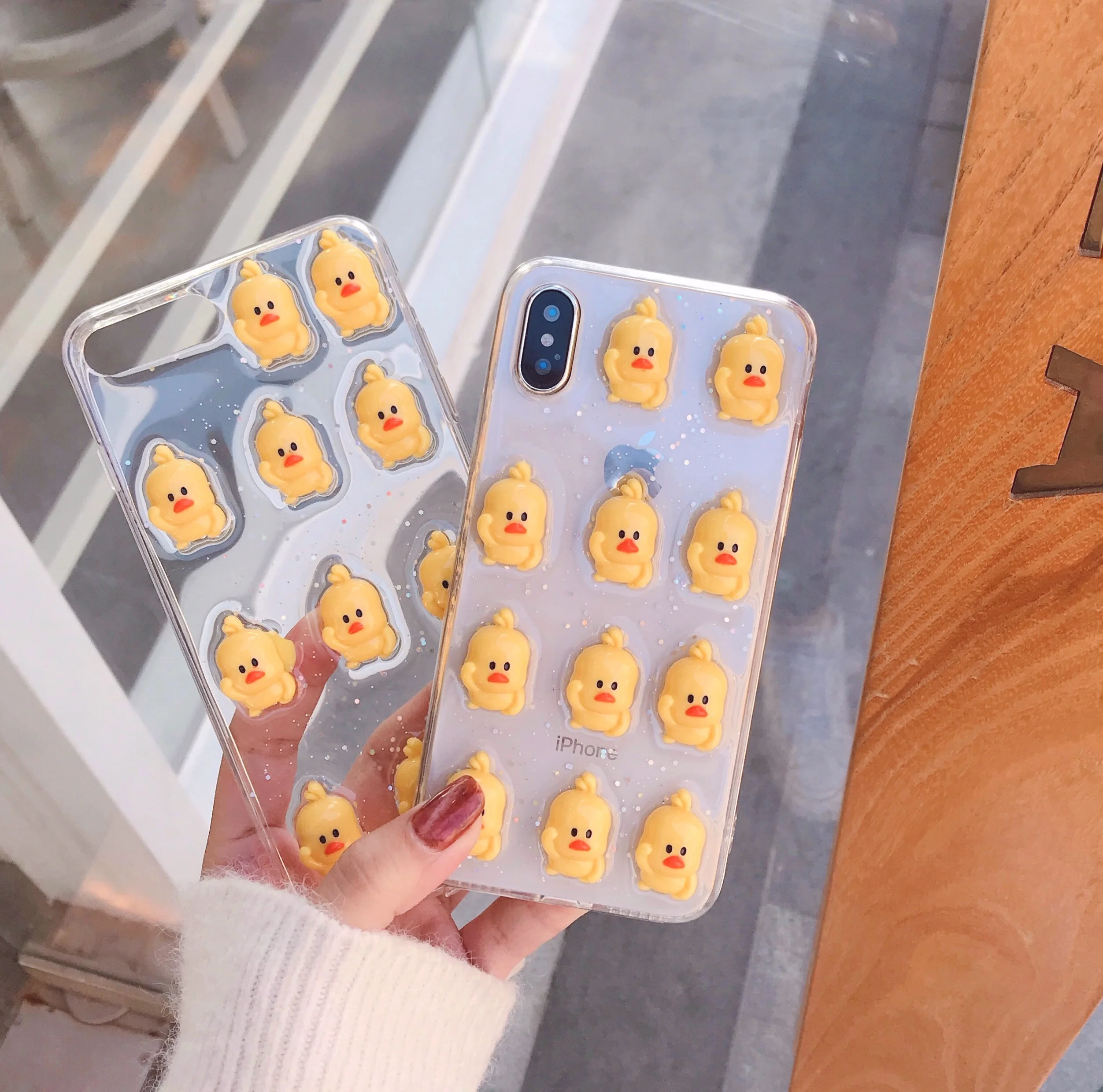 Блестящий чехол для телефона iphone 6 S 7 8 Plus X XS 11 Pro MAX XR 3D милая утка блестки защитная