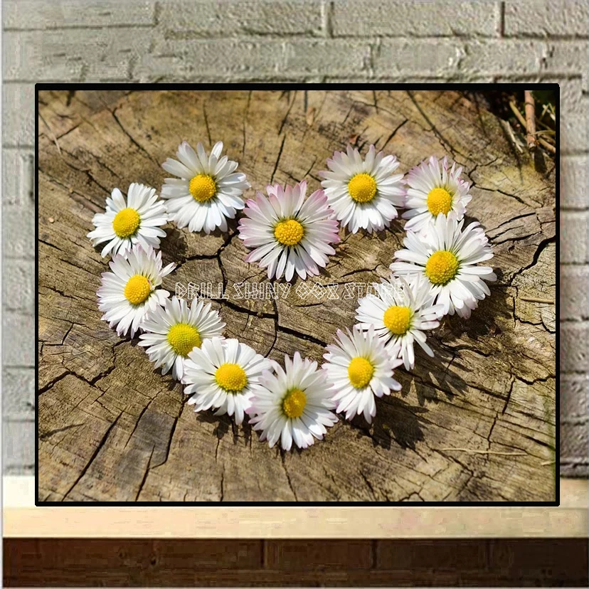 Алмазная 5D картина сделай сам деревянная хризантемы цветок любви вышивка
