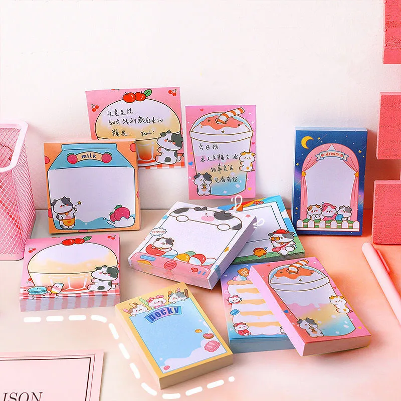 

320 Sheets Cow Memo Pad Hand Account Sticky Notes Message Sticker Paper Can Tear Up N Times To Paste Student Office Stationery