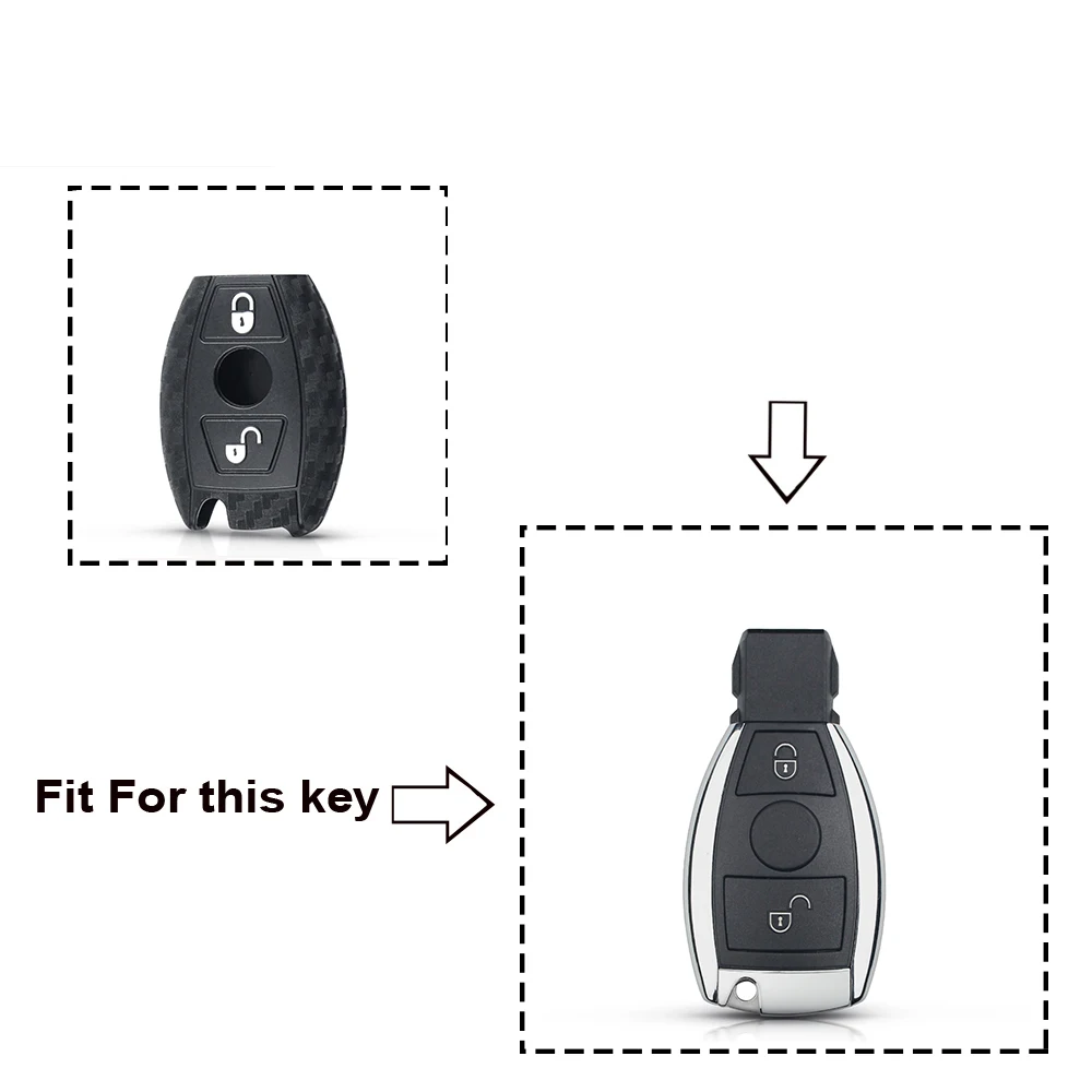 Карбоновая силиконовый чехол для ключей от машины KEYYOU 2/3 защитная крышка