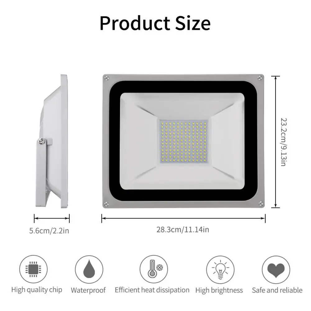 

1pcs Led Flood Lights 100W LED Floodlight SMD Outdoor Lamp Cool white Ip65 Waterproof AC 110V-120V 2835 Lamp Beads