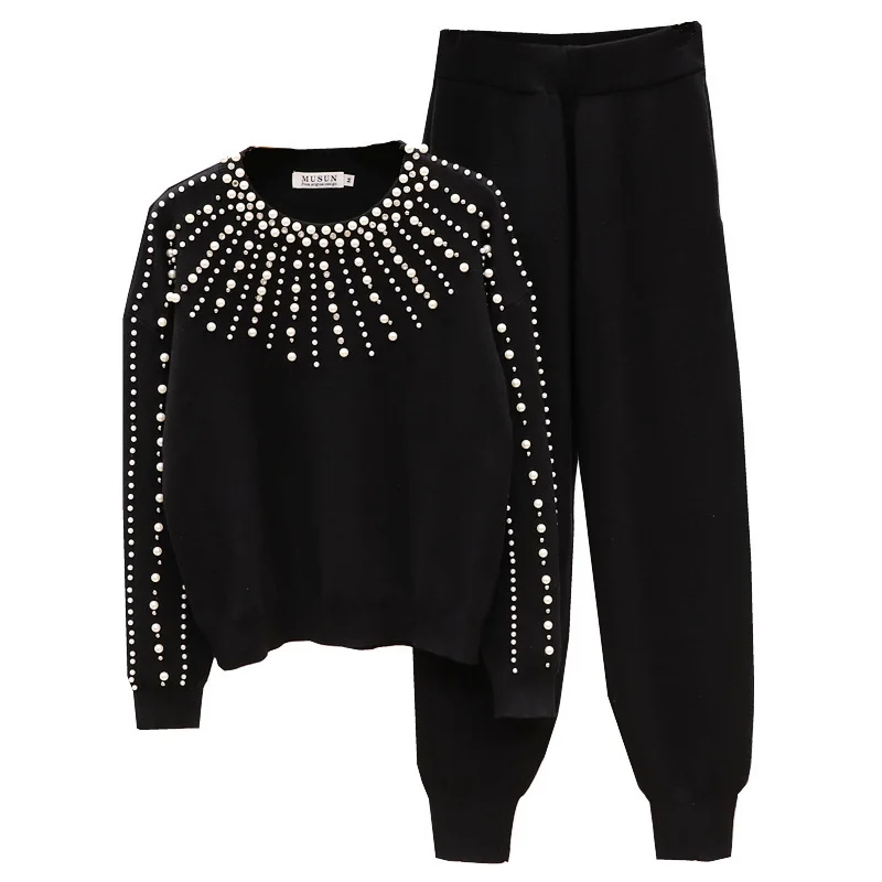 Зимний женский комплект из 2 предметов вязаный спортивный костюм утепленный