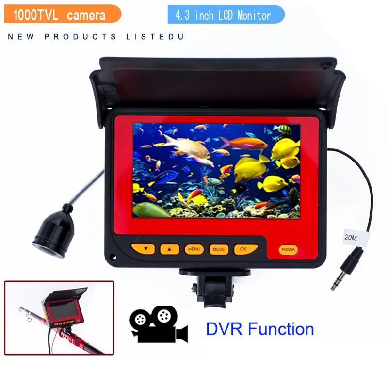 20M 1000TVL Fish Finder Underwater Ice Fishing Camera 4.3 Inch LCD Monitor 8PCS LED Night Vision for EU Plug | Электроника
