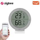 Датчик температуры и влажности Tuya ZigBee для умного дома со светодиодным экраном, работает с приложением Google Assistant и Zigbee Hub Smart Life