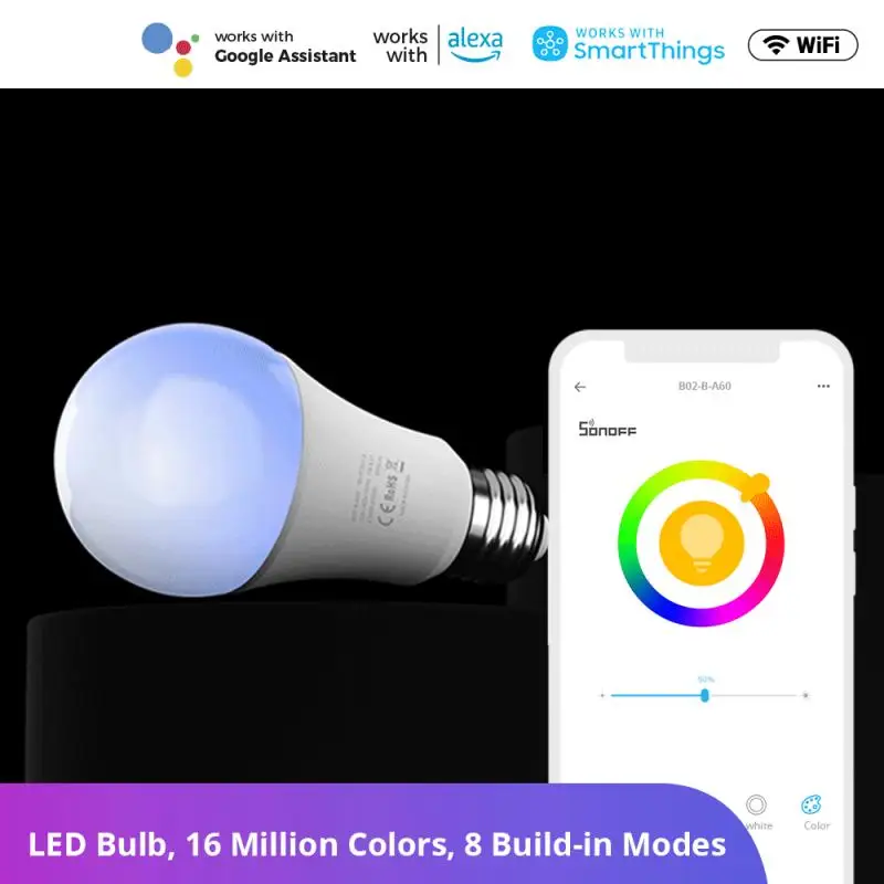 

SONOFF WiFi Smart LED Light Bulb 9W E27 Base 220-240V AC Smart Home Automation Module Work With eWelink APP Google Home Alexa