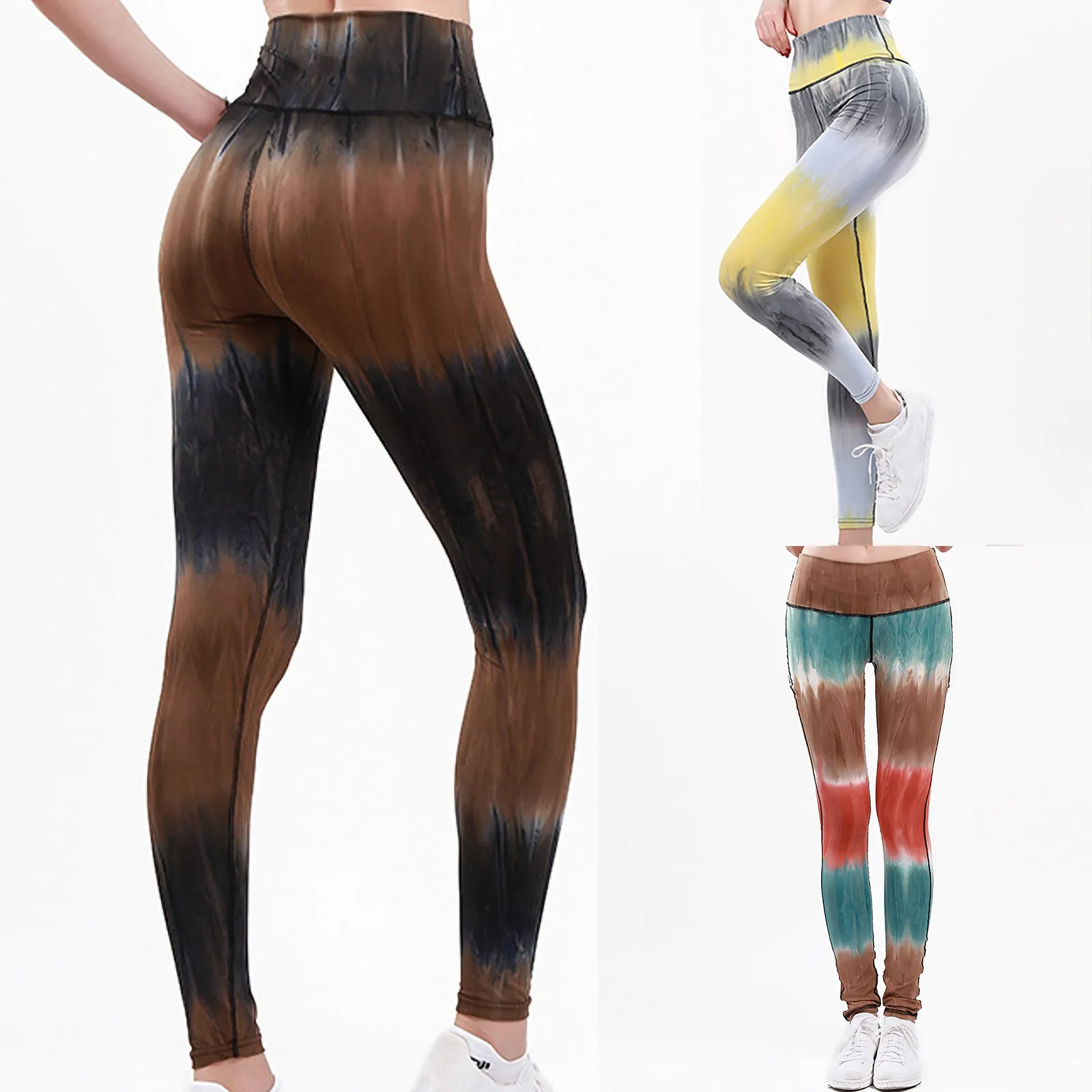 

SAGACE Ladies Spring and Autumn Yoga Pants Gradient Color Sports Pants Running Leggings Ladies High Waist Dyed Yoga Pants