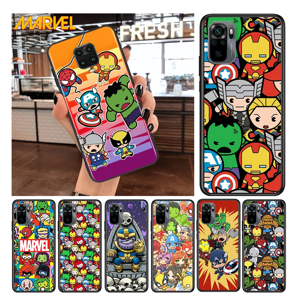 

Marvel cartoon cute for Xiaomi Redmi Note 10 10S 9 9T 9S 9Pro Max 8T 8Pro 8 7 6 5 Pro 5A 4X 4 Soft Black Phone Case