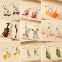 simple and interesting creative earrings female summer manifold acrylic personality niche leaves fresh fruit pendant jewelry
