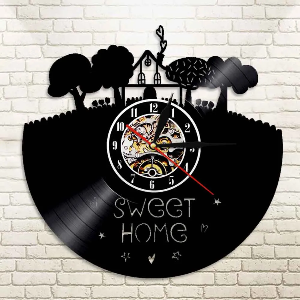 Настенные часы для дома виниловые записи винтажные ручной работы в саду черные