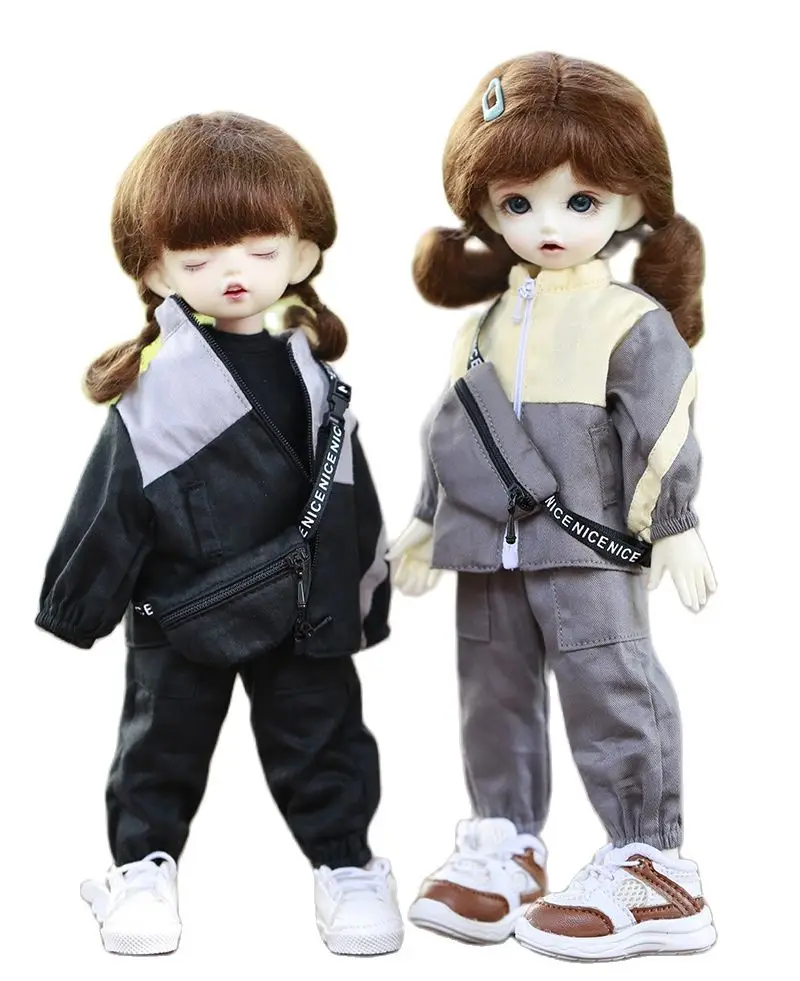 

Одежда для куклы BJD, подходит для размера 1-6 YOSD, цветное пальто на молнии, повседневная поясная сумка, аксессуары