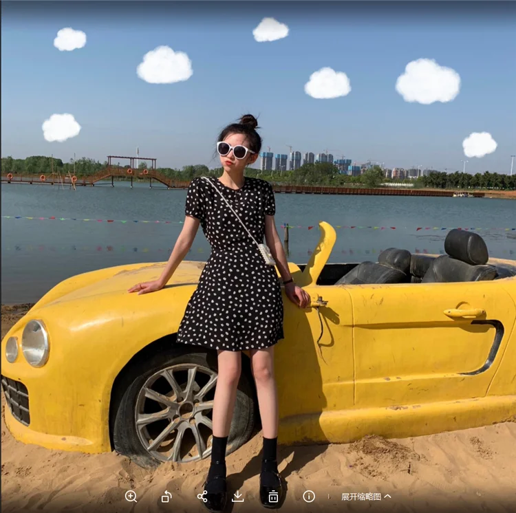 Женское шифоновое мини-платье милое черное платье с круглым вырезом и цветочным