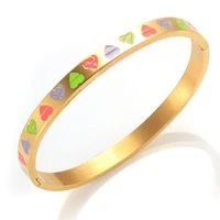 fashion colorful love heart enamel yin yang gossip bracelet bangles oil dripping for women men couples jewelry birthday gift new