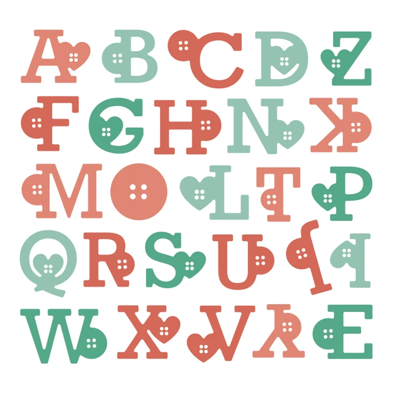 

Heart Button Letter Metal Cutting Dies Magic Student Stencil Template For DIY Embossing Paper Photo Album Gift Cards New