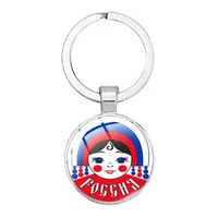 republic of belarus vintage symbol keychain white knight art picture glass dome car keyring metal keychain ring jewelry gift