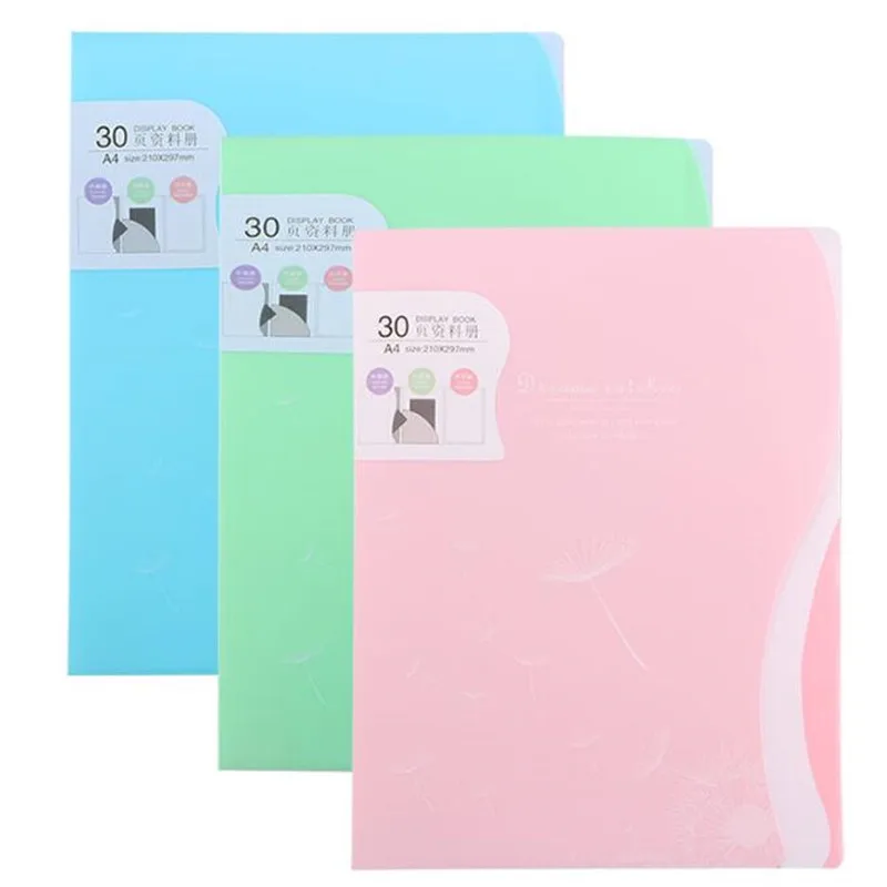 

1PC A4 Display Book 20/30/40/60 Page Transparent Insert Folder Document Storage Bag for Bank Campus File Office Workplace Family