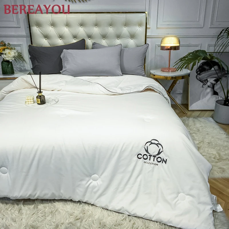 Роскошные одеяла хлопковый наполнитель летнее покрывало однотонные двойные для