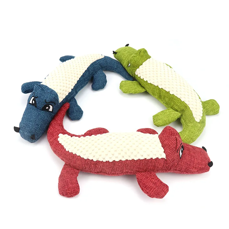 

Pet Dog Plush Toy Simulation Crocodile Vocal Bite Fun Puzzle Interactive Dog Toy Squeak Toys Fleece Qianyi