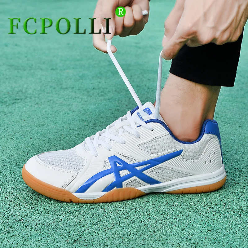 

New Arrival Mens Shoes For Table Tennis White Blue Couples Badminton Training Good Quality Kids Table Tennis Shoes Size 35-45