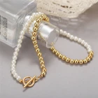 Женские винтажные свадебные жемчужные металлическая цепь из шариков полые Хооп ожерелье для женщин и мужчин, для девочек-подростков, ожерелья ювелирных изделий 2021 тенденция новое поступление