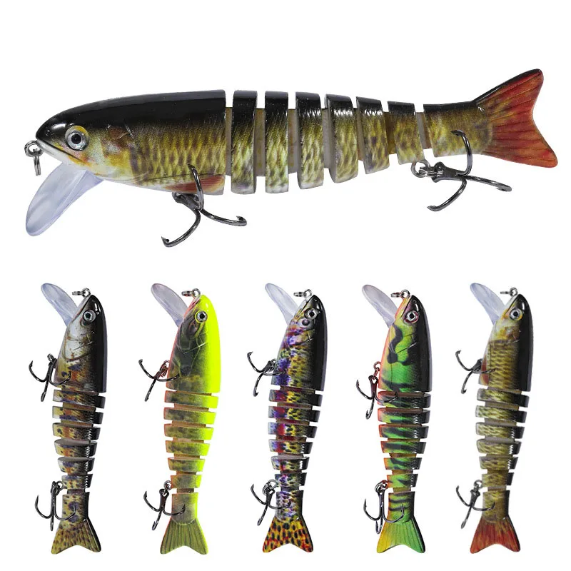 

5 Color 10.5cm/17.3g Artificial Multi-section Plastic Hard Bait 3D Eye ABS Bionic Bait 6# Hook Wobbler Sea Fishing Lure