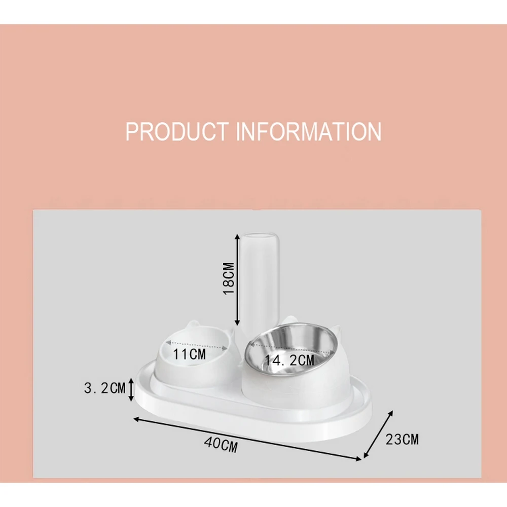 

Pet Cat Dog Feeder Bowls Stainless Steel Automatic Grain Bowl Double Food Bowl Leakproof Drinking Water Bottle Pets Supplies