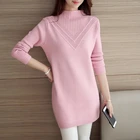 Новинка 2022, осенне-зимние корейские свободные блузки с полувысоким воротником, плотный теплый вязаный женский свитер, Женский пуловер с длинным рукавом