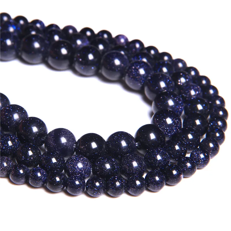 

4 6 8 10 12 mm Natural Blue Sand Stone Charm Round Beads Loose Spacer Bead For Jewelry Making DIY Necklace Bracelet Wholsale