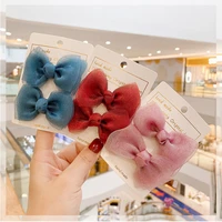 2 pcsset children cute colors satin knotted double bow ornament hair clips girls lovely hairpins kids fashion hair accessories