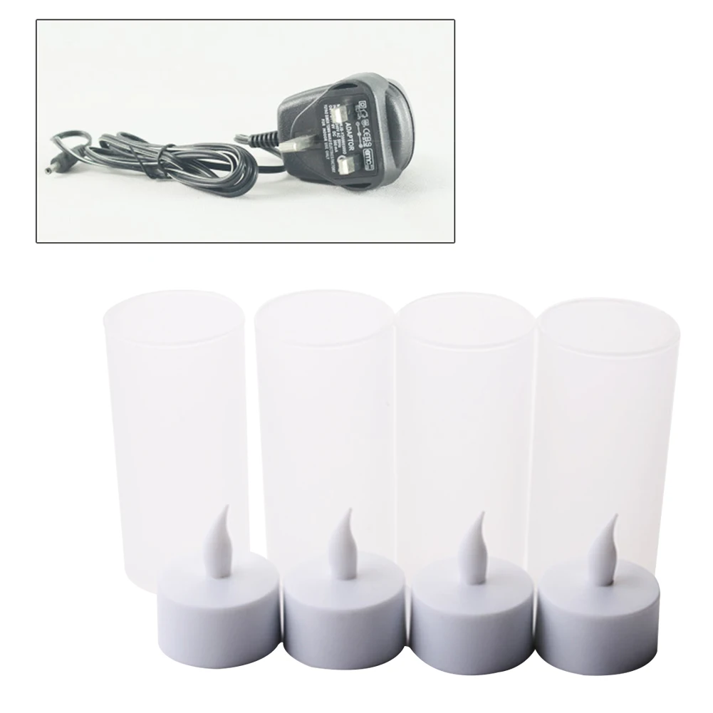

12 Bases Electronic Led Rechargeable Wedding Flameless Simulation Candle Home Flickering Tealight Decorative