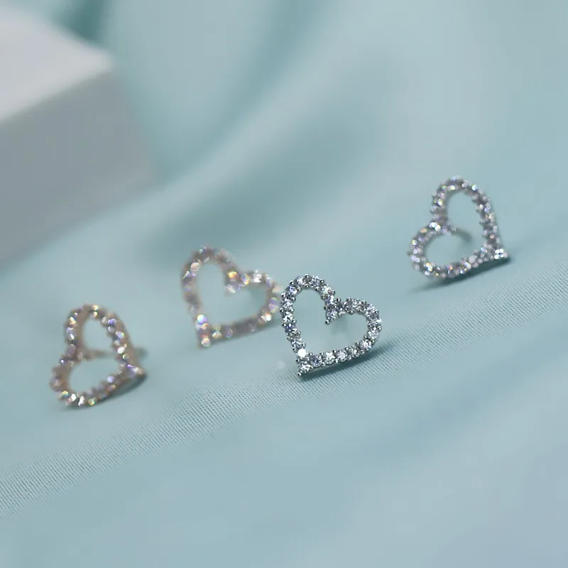 Простые сережки в форме сердца королевы ааааа Циркон cz Настоящее серебро 925 пробы