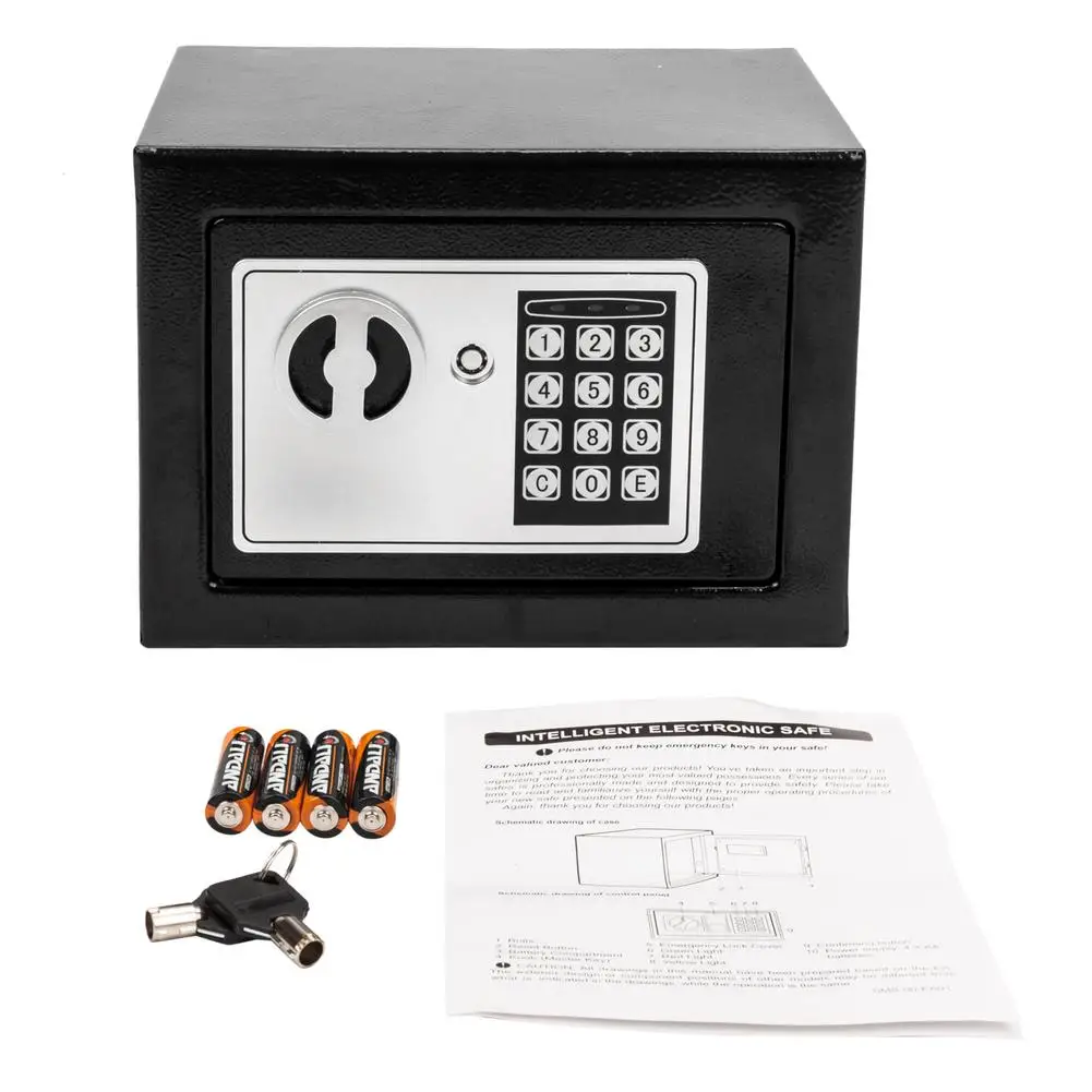 

17E Home Use Electronic Password Steel Plate Safe Box Black Fast Ship
