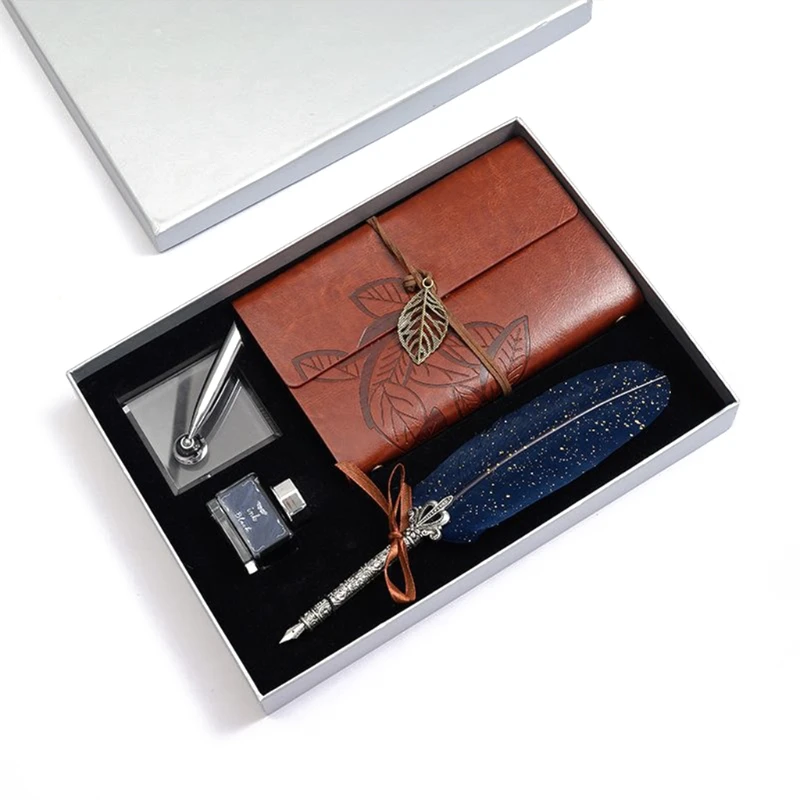 

Retro Calligraphy Feather Dip Pen Writing Ink Notebook Fountain Pens Stationery