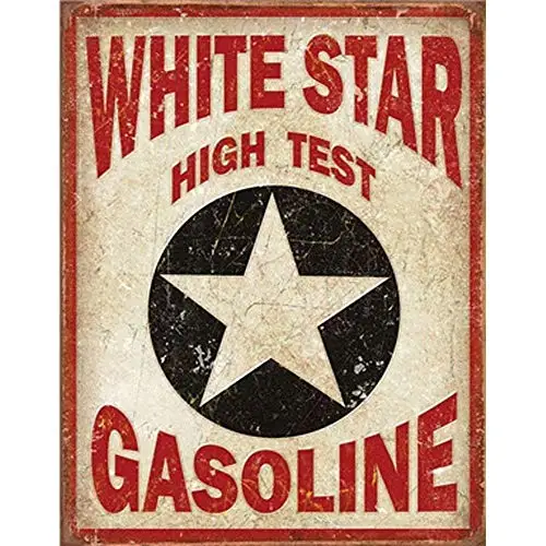 

White Star Gasoline Metal Wall Poster Tin Sign Vintage BBQ Restaurant Dinner Room Cafe Shop Decor