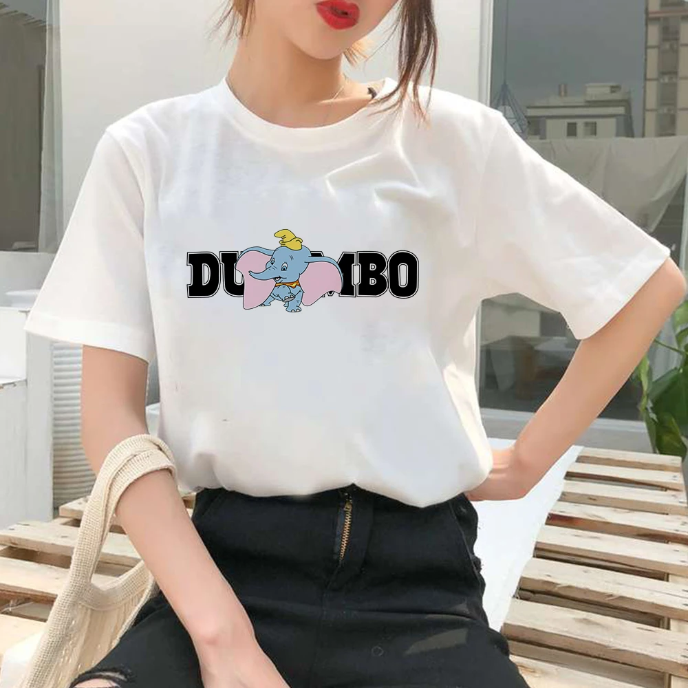 

Disney Free to Fly Dumbo T-shirts Korean Trend Ulzzang Clothing Cute Young Women Tops Summer Easy Matching Loose Tee Harajuku