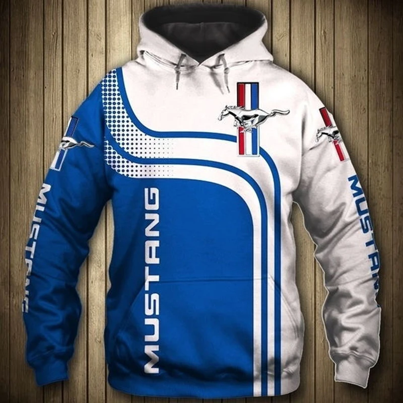 

2021 New Spring and Autumn 3D Mustang Car Logo Hoodie Casual Fashion Harajuku Hoodie