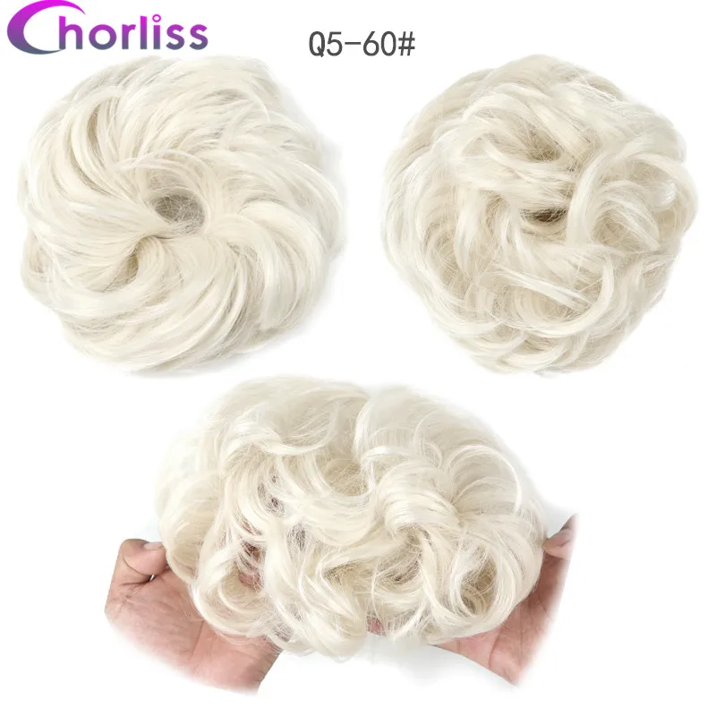 Синтетические кудрявые резинки для волос шиньон для женщин Chorliss Hair wrap Rope головной убор натуральный блонд коричневый поддельные волосы булочки аксессуары - Цвет: 60