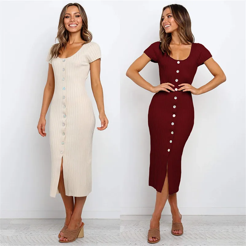 

Длинные летние платья для женщин, повседневный халат в стиле бохо, пляжная одежда, женское хлопковое однотонное платье-футляр с круглым выр...