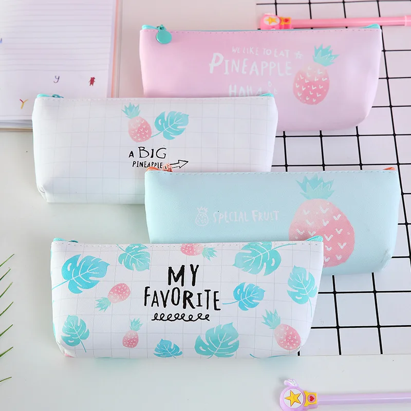 1 шт. Kawaii из искусственной кожи чехол с рисунком ананаса подарок школьный пенал