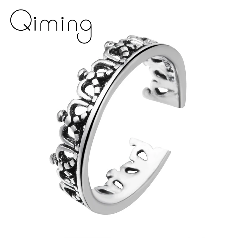 Панк многослойное Цветочная Корона античное кольцо с открытым кольцом