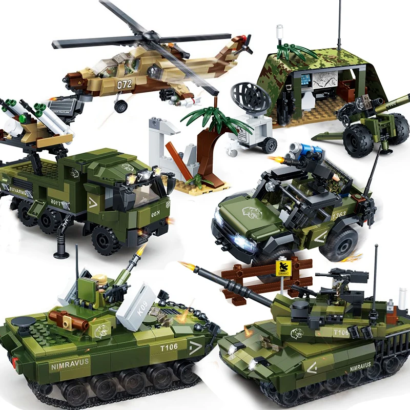 Модель военного танка строительные блоки мировая война 2 армейский солдат фигура