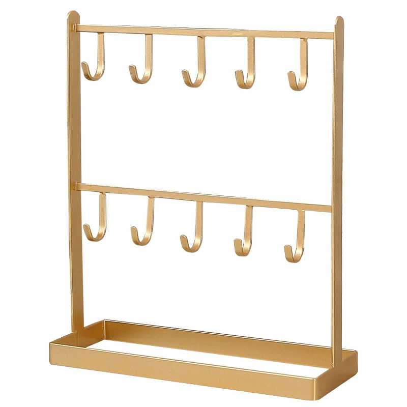

2 Tier Earrings Necklace Stand Necklace Jewelry Bracelet Display Hook Stand Shelf