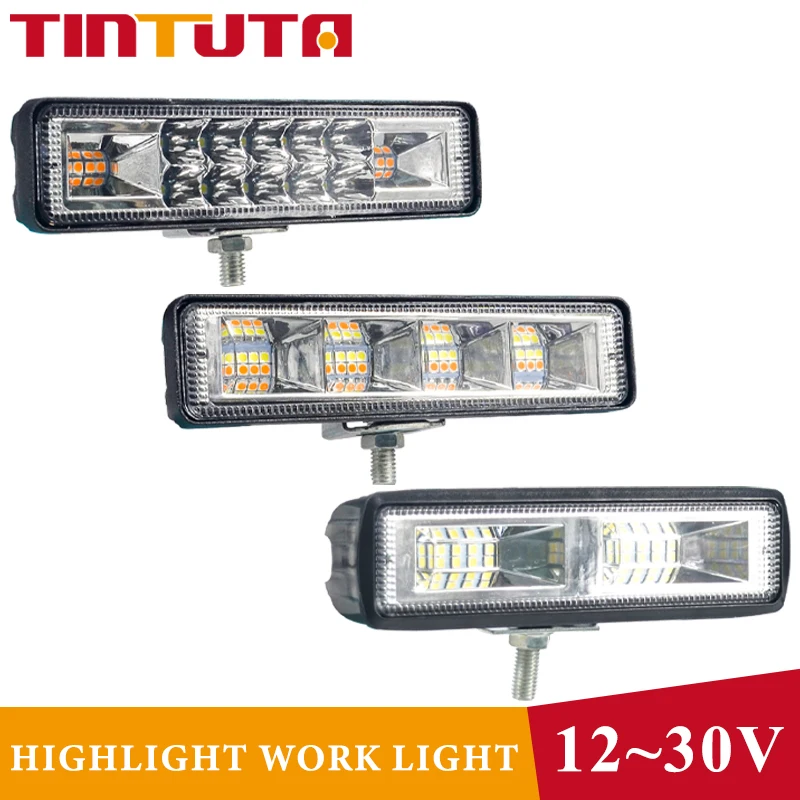 Светодиодная панель 72 Вт, двухцветная, 9-30 в, 6 дюймов, 24 светодиода s для автомобиля, внедорожника, прожектор для автомобиля, лодки, грузовика, кроссовера, 4 х4 светильник