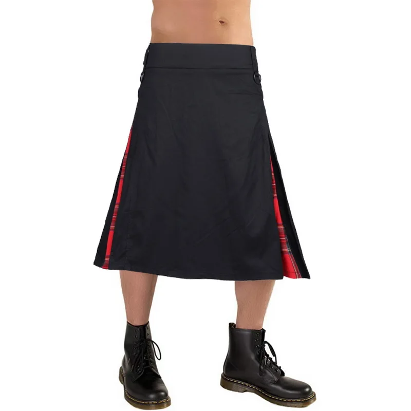 Шорты мужские в шотландскую клетку однотонные короткие юбки плиссированные