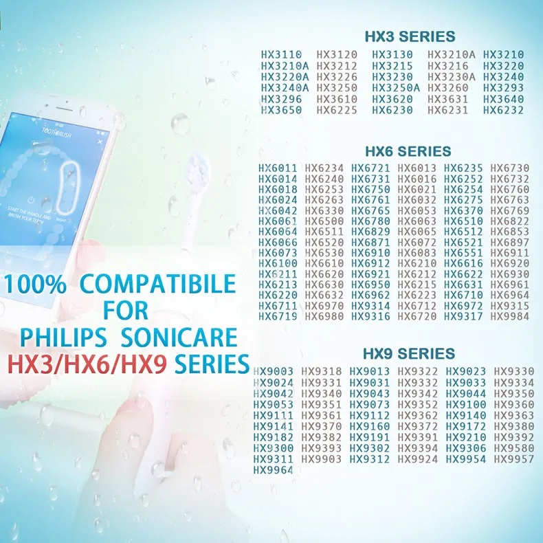 

For Philips Electric Toothbrush Replaceable Brush Heads for HX6730 HX6064 Diamond Clean FlexCare Soft Bristle Replacement Refill