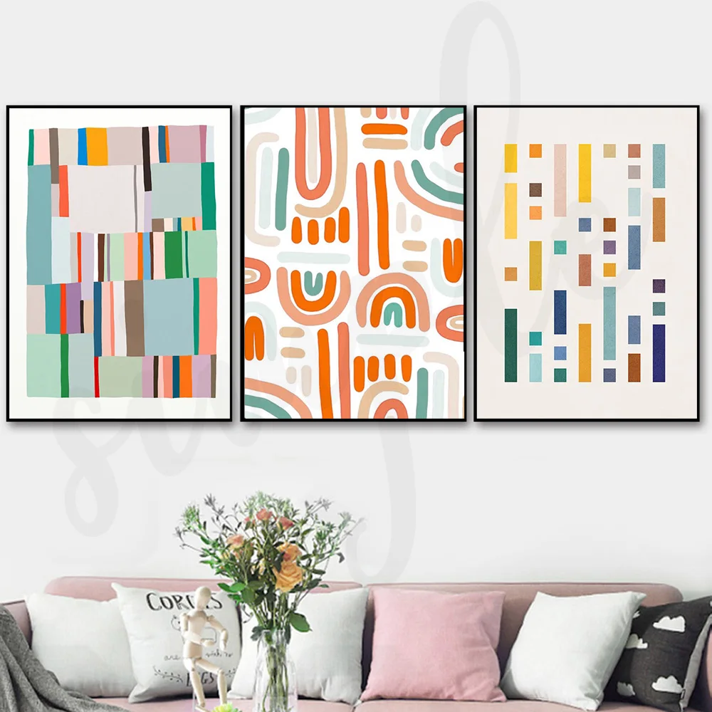 

Verticle Geometry Poster Colorful Canvas Painting Abstract Posters and Prints Wall Art for Living Room Home Decor