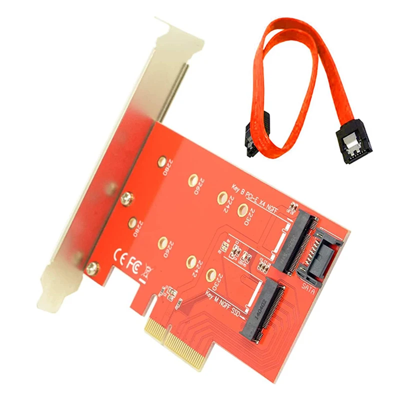 

Двойной жесткий диск M.2 в PCIE, переходник для порта Sata, M.2 SSD NVME (ключ M) и SATA (ключ B)