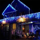 Рождественская светодиодная гирлянда 5 м, гирлянда-занавеска в виде сосулек, уличная Водонепроницаемая декоративная сказосветильник гирлянда для вечерние, сада, сцены, 0,4-0,6 м