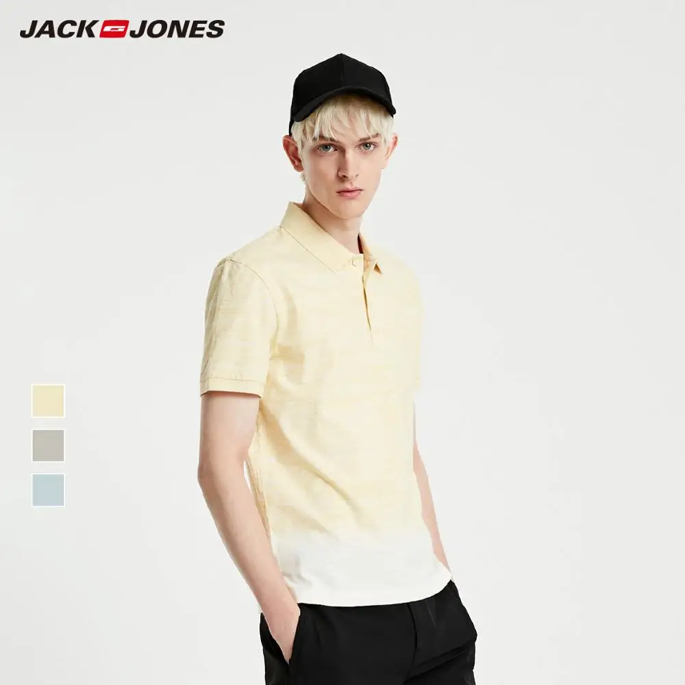 Мужская рубашка поло с отложным воротником JackJones 100% хлопок градиентом короткими
