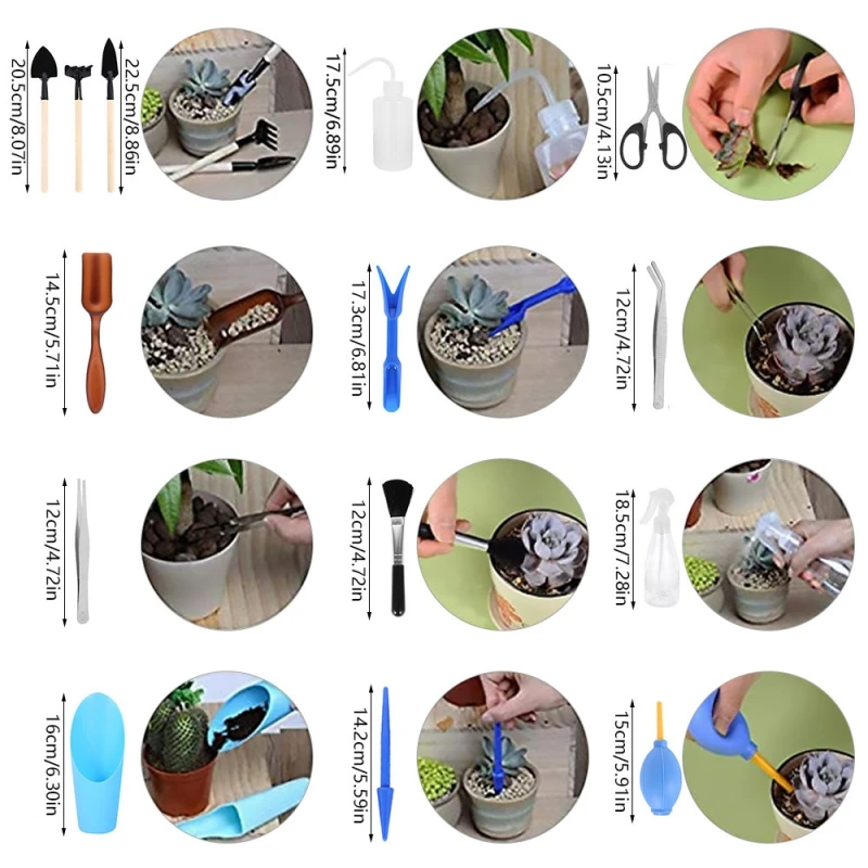 

15 Pcs Garden Succulent Planting Tool Combination Set Flower Gardening Succulent Potted Plants Mini Gardening Transplant Tools