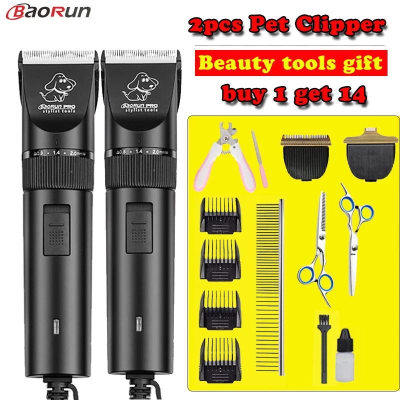 

BaoRun S1 2pcs Dog Clipper Pet Grooming Cat Trimmer Electric Shaver High Power Pets Haircut Mower Rabbit Hair Cutter Scissors